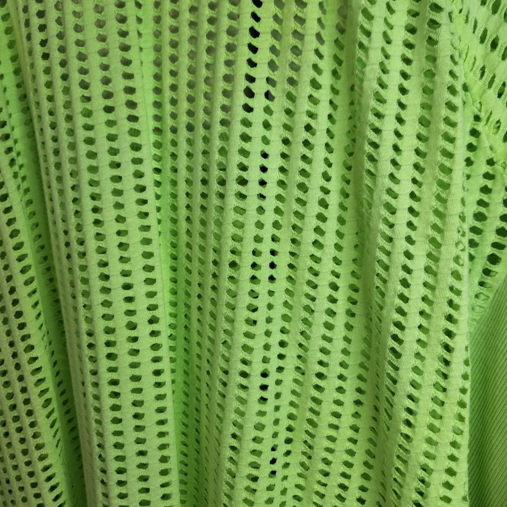 LEI Active Neon Lime Green Mesh Long Sleeve Top Plus Size 22/24 Relaxed Fit